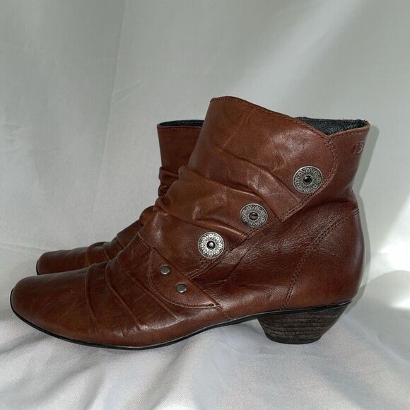 Josef Seibel Brown Leather Short Heeled Ankle Boots Shoes Steampunk Cosplay 7.5 - Picture 1 of 13